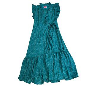 Kate Spade Poolside Dot‎ Wrap Dress Women's Size 10 Emerald Coast Green Pink NEW